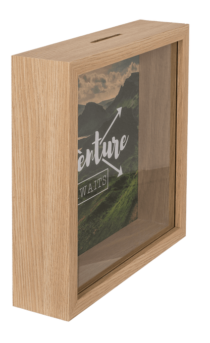 Wooden saving box, Adventure awaits,