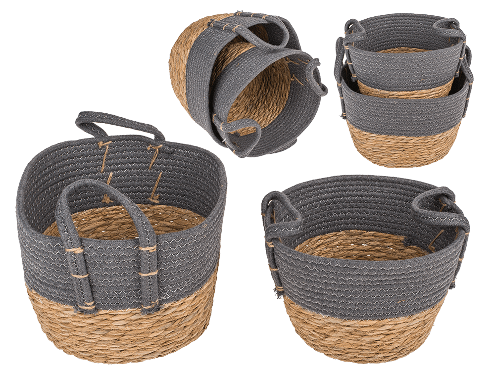 Storage basket with 2 handles, grey,