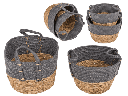 Storage basket with 2 handles, grey,