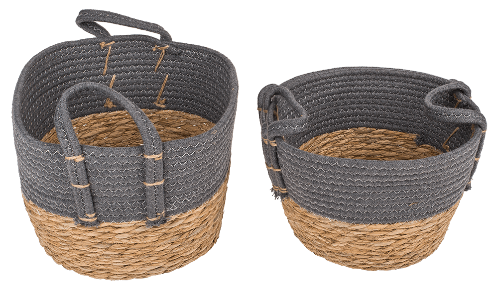 Storage basket with 2 handles, grey,