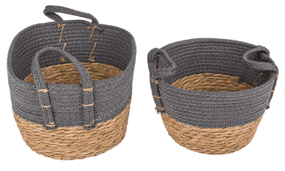 Storage basket with 2 handles, grey,