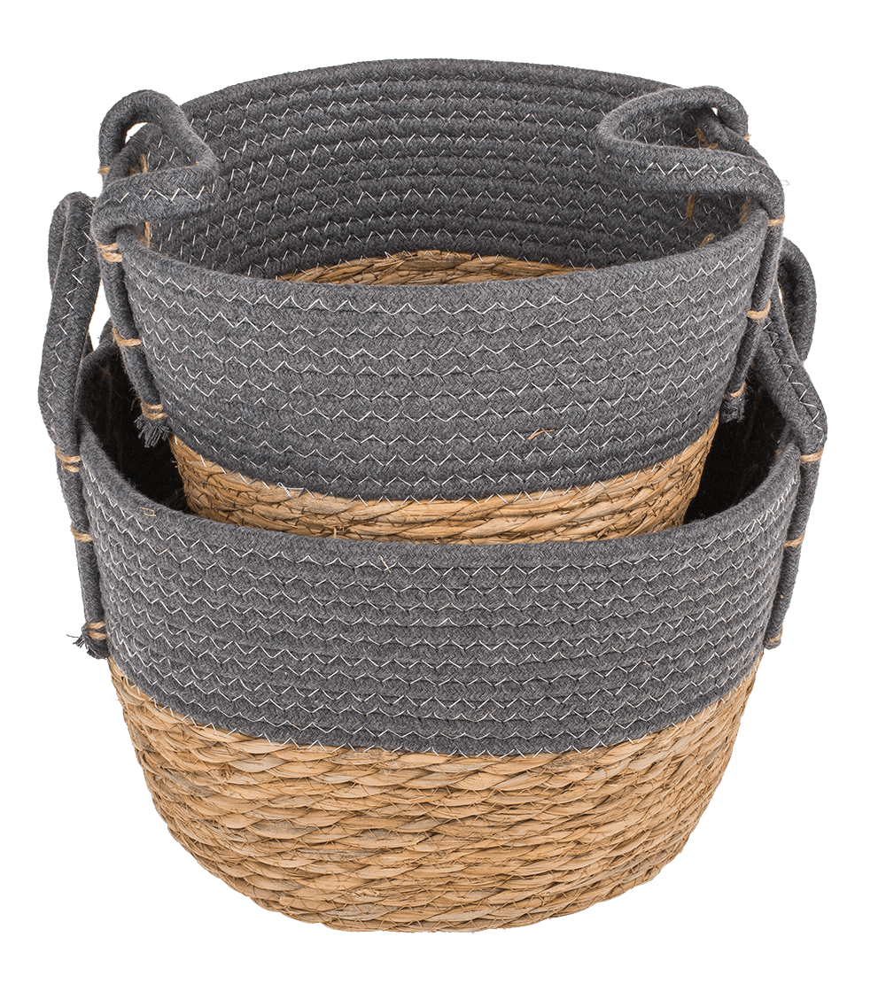 Storage basket with 2 handles, grey,