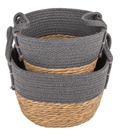 Storage basket with 2 handles, grey,