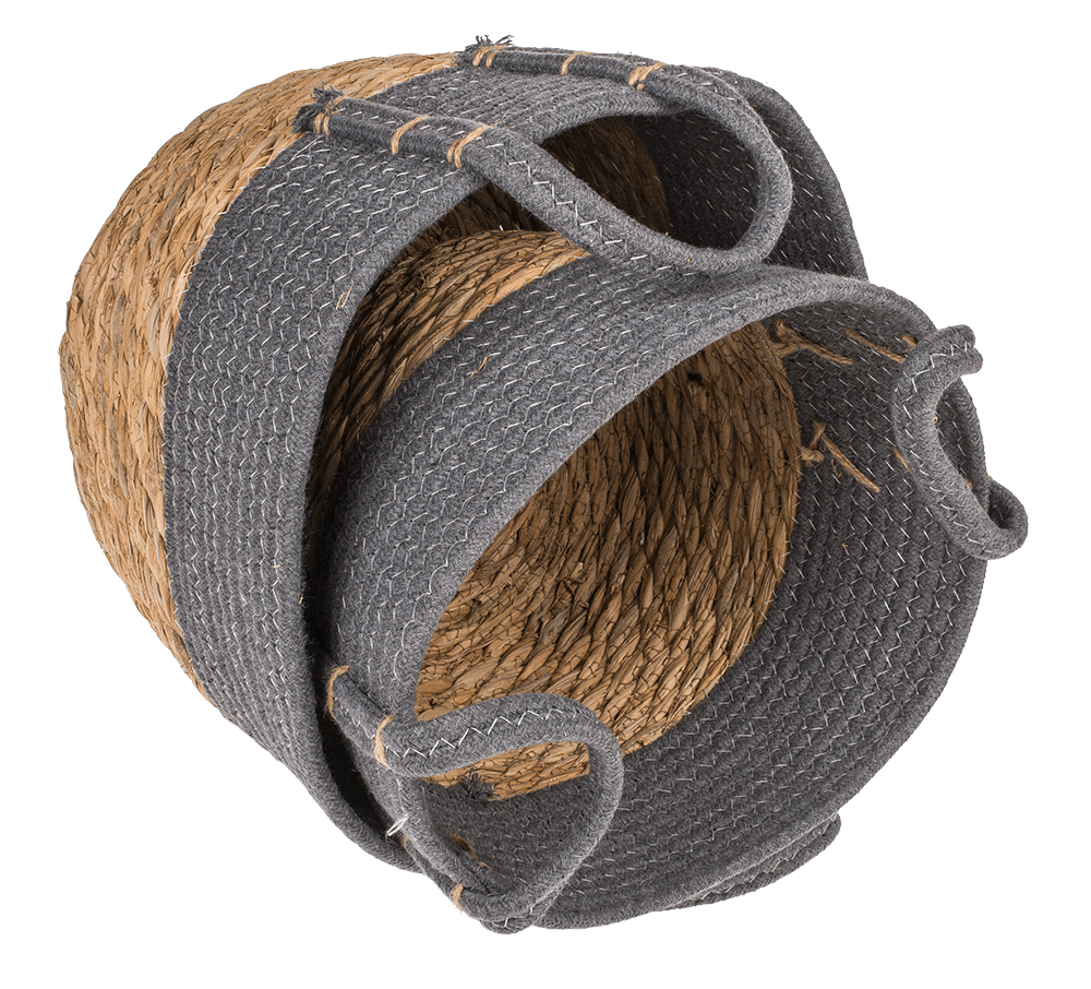 Storage basket with 2 handles, grey,