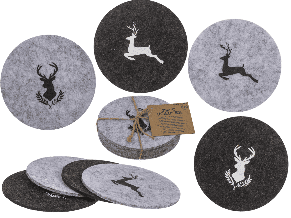 Felt coaster, Deer, D: 10 cm, thickness: 3mm,