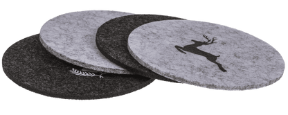 Felt coaster, Deer, D: 10 cm, thickness: 3mm,