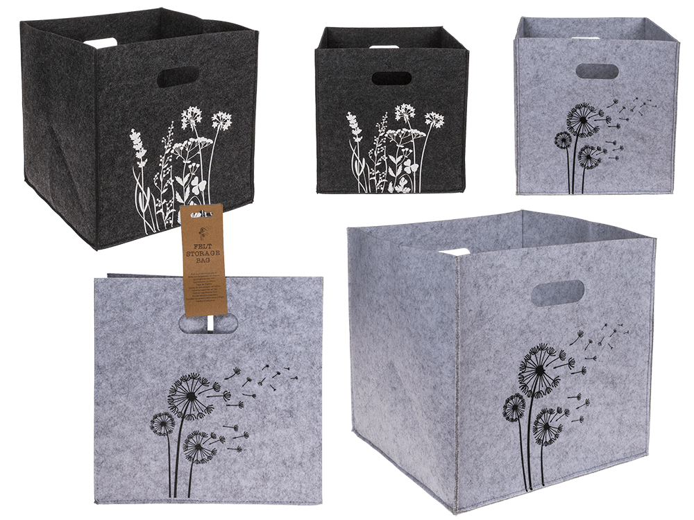 Felt storage box, Dandelion/Wild flowers,