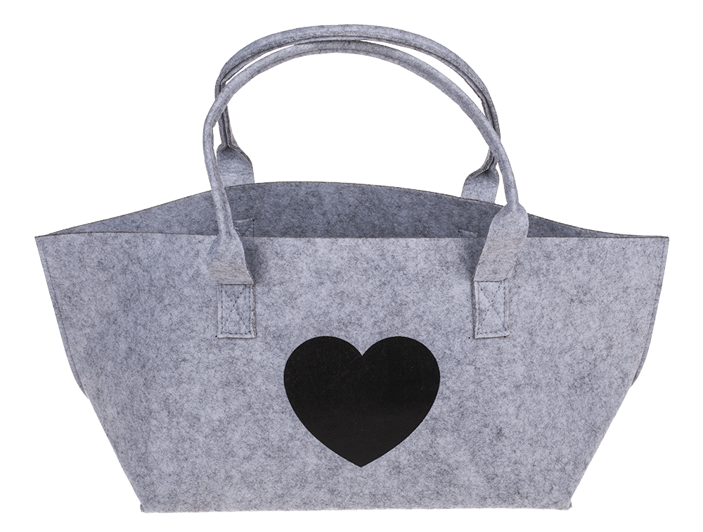 Felt shopping bag, heart, 50 x 20 x 23 cm,