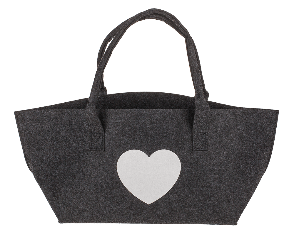 Felt shopping bag, heart, 50 x 20 x 23 cm,