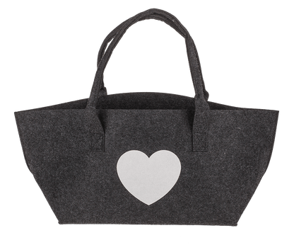 Felt shopping bag, heart, 50 x 20 x 23 cm,