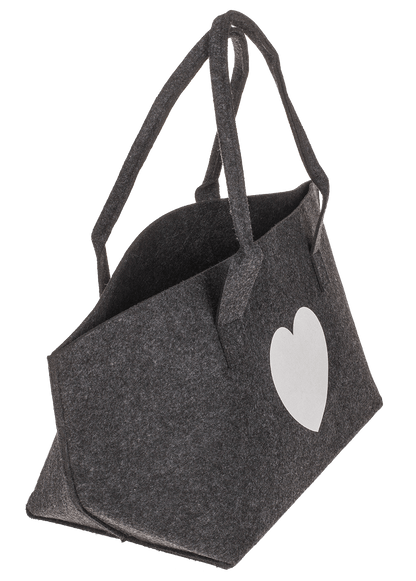 Felt shopping bag, heart, 50 x 20 x 23 cm,