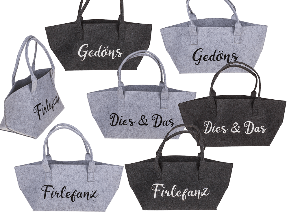 felt shopping bag with wording,