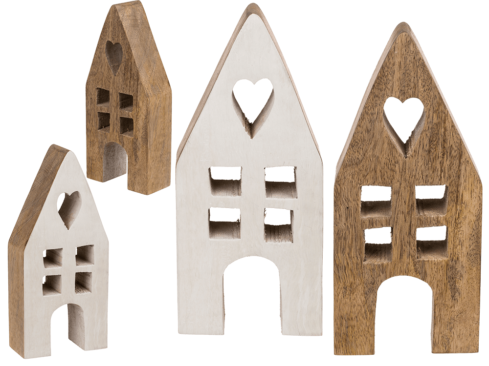 Decoration wooden house, 9 x 4 x 20 cm.
