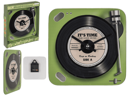 Glass-Wall clock, Record Player, 20 x 20 cm,