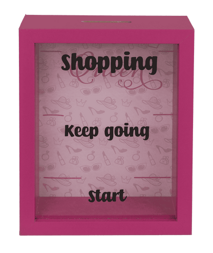 Wooden saving box, Shopping Queen,