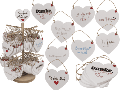 Wooden hearts with wordings, for hanging,