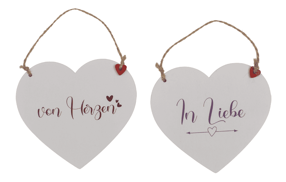Wooden hearts with wordings, for hanging,