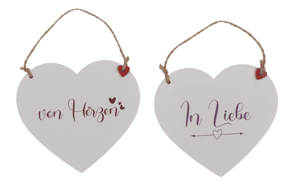Wooden hearts with wordings, for hanging,
