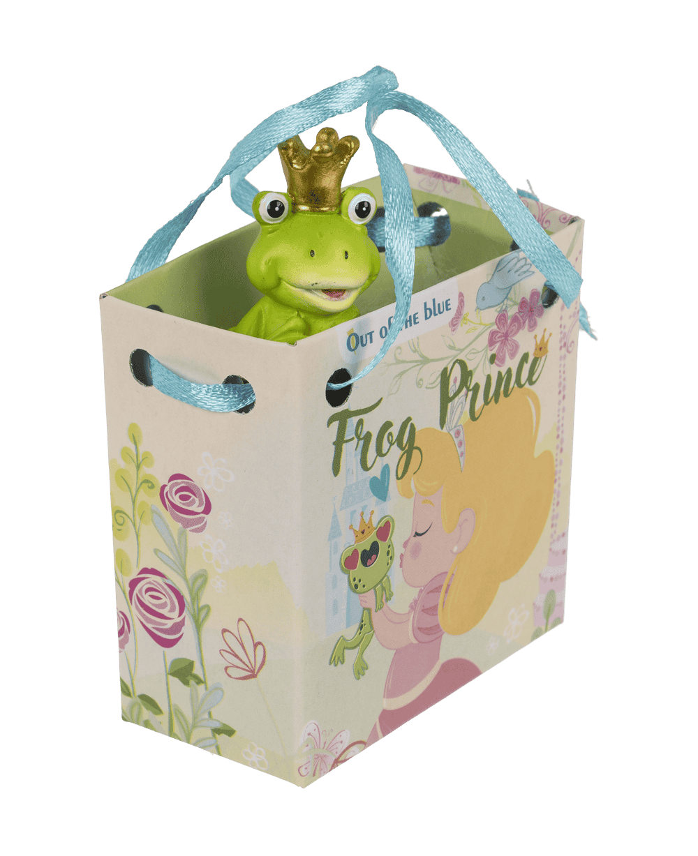 Frog Prince, in paper bag with design,
