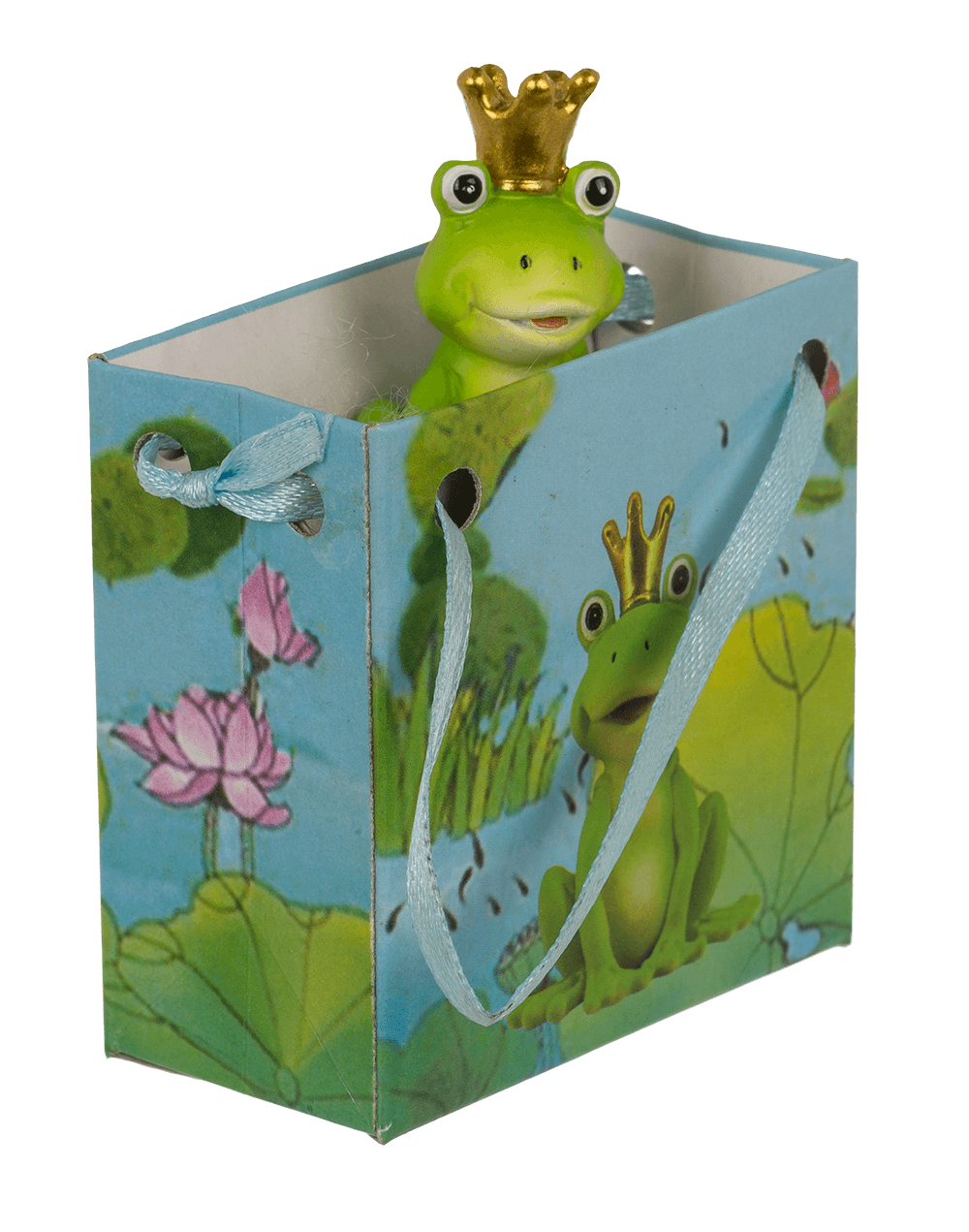Frog Prince, in paper bag with design,