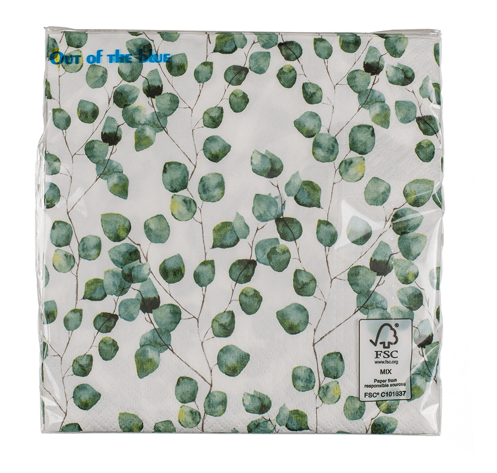 Paper napkins, Eucalyptus leaves,