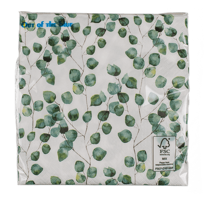 Paper napkins, Eucalyptus leaves,