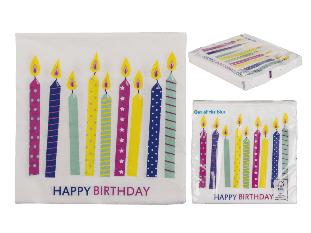 Paper napkins, Birthday candles,