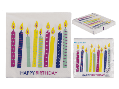 Paper napkins, Birthday candles,