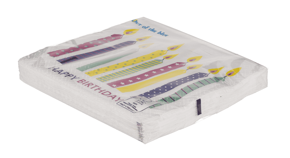 Paper napkins, Birthday candles,