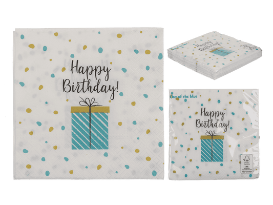 Paper napkins, present with Happy