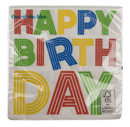 Paper napkins, Happy Birthday, 33 x 33 cm,