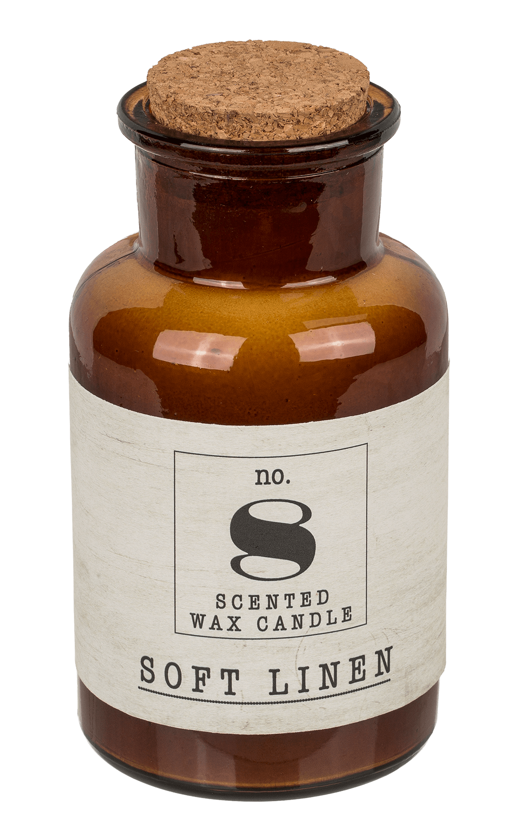 Scented candle (Soft Linen) in pharmacy glass,