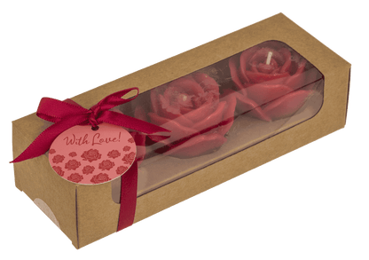 Red colored candle, rose, set of 3 pcs,