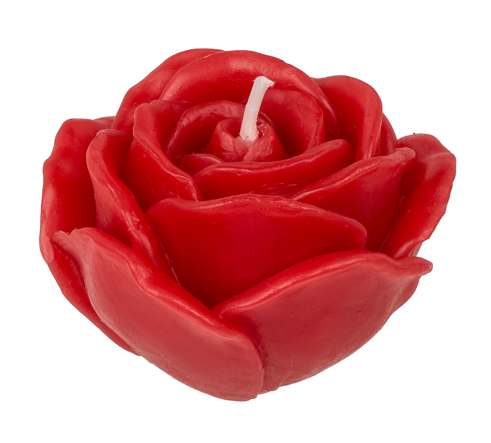 Red colored candle, rose, set of 3 pcs,