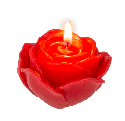 Red colored candle, rose, set of 3 pcs,