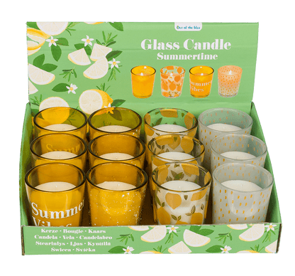 Candle in glass, Summertime, ca. 5,5 x 6,5 cm,