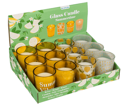 Candle in glass, Summertime, ca. 5,5 x 6,5 cm,