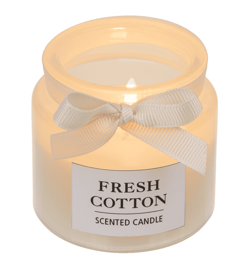 Candle in glass with wooden lid,