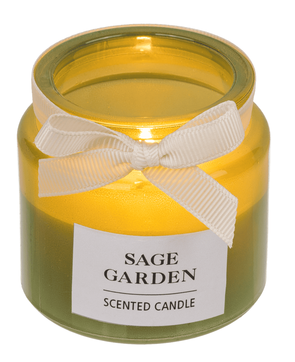 Candle in glass with wooden lid,