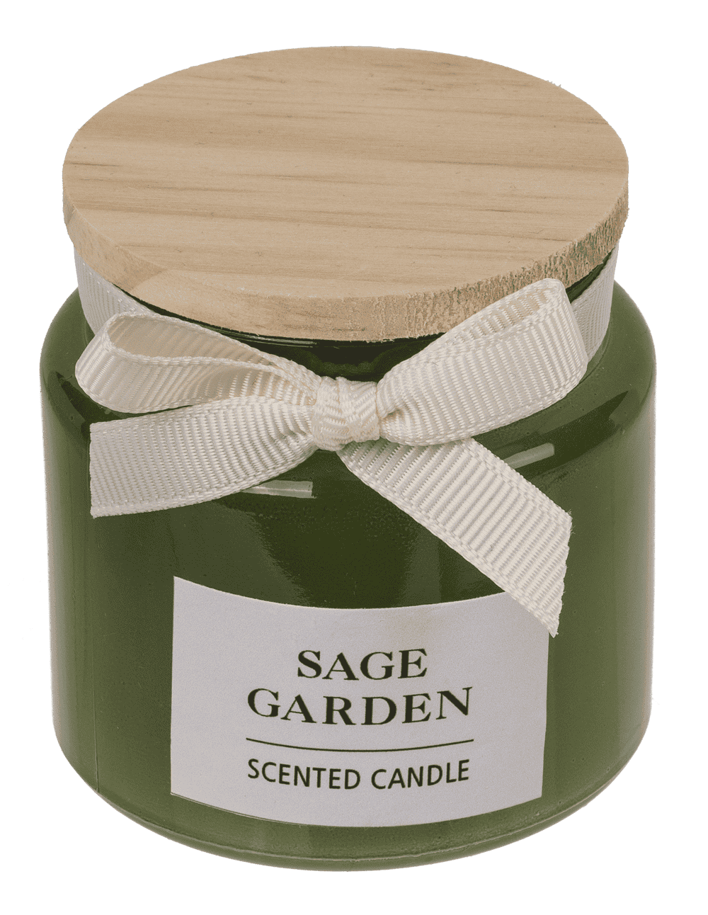 Candle in glass with wooden lid,