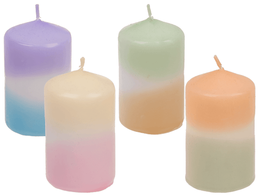 Pillar candle with colour gradient, Pastel,