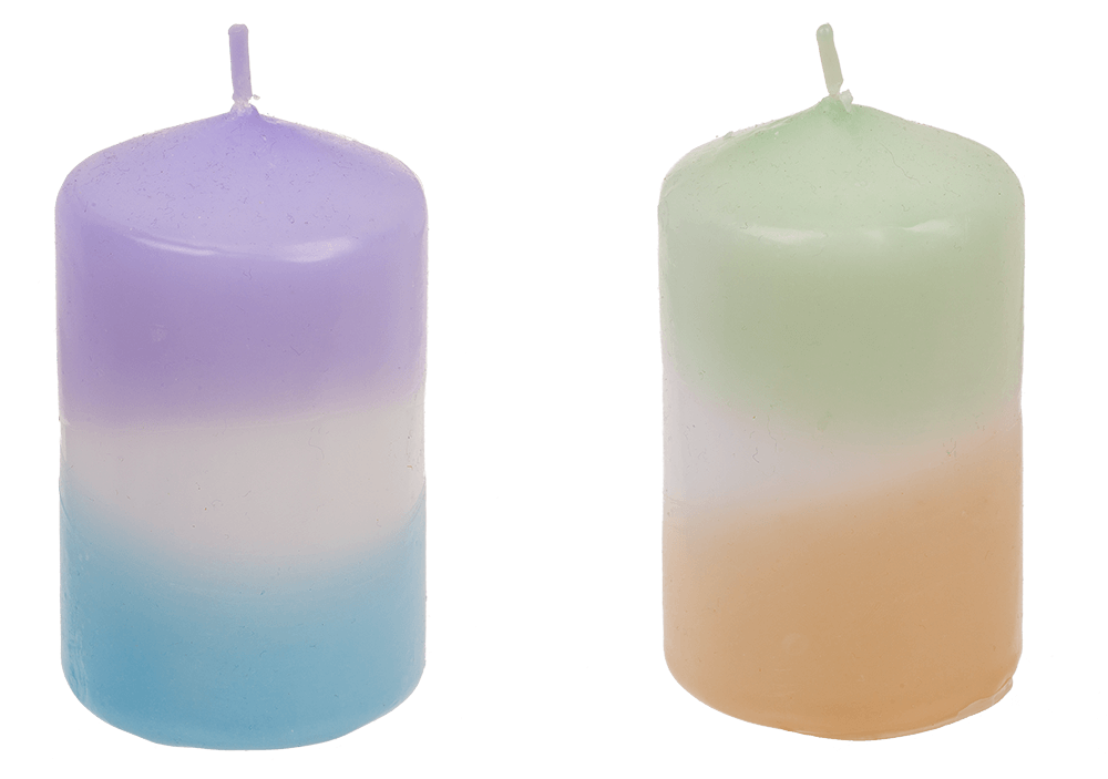 Pillar candle with colour gradient, Pastel,