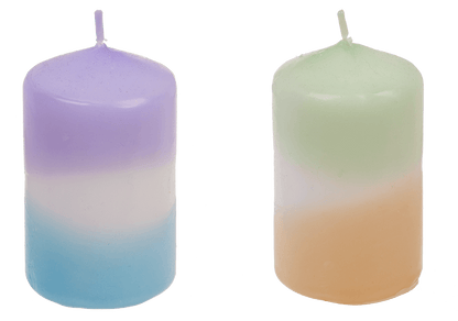 Pillar candle with colour gradient, Pastel,