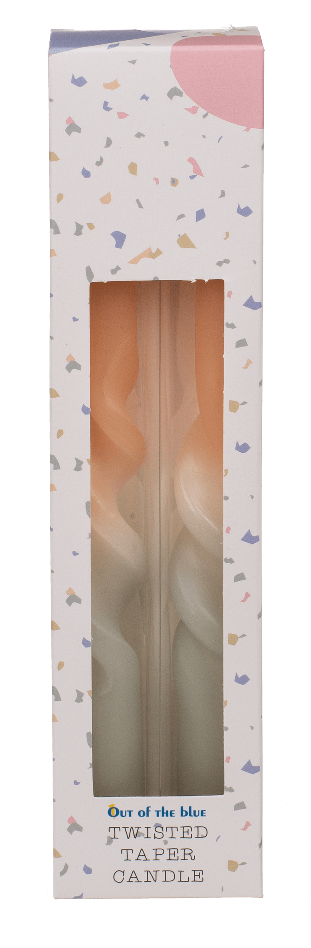 Twisted taper candle with colour gradient, Pastel,