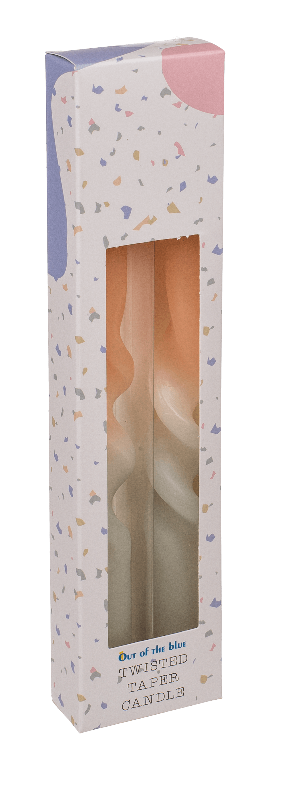 Twisted taper candle with colour gradient, Pastel,