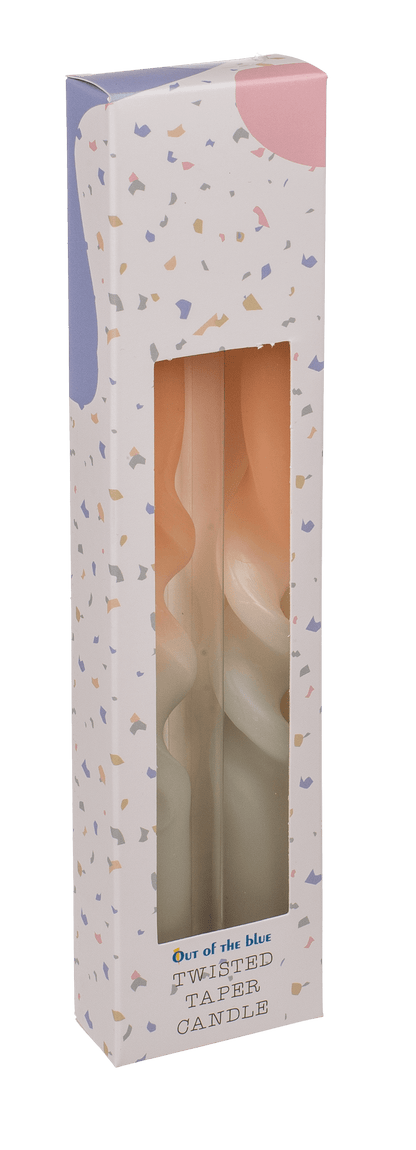 Twisted taper candle with colour gradient, Pastel,