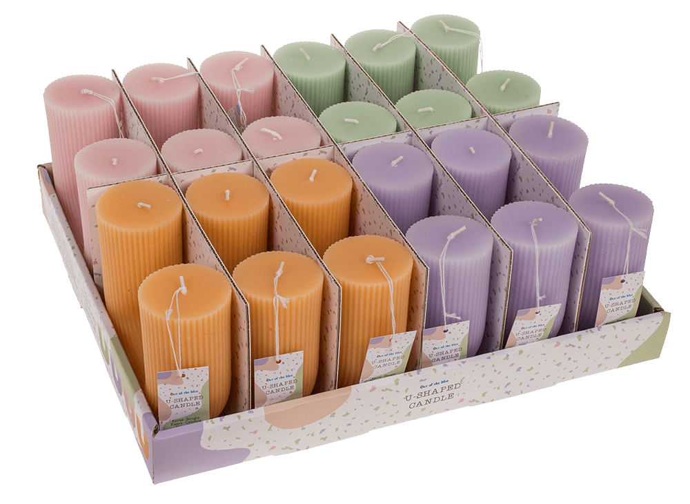 U-shaped candle, with 2 wicks, ca.14,5 x 5 cm,