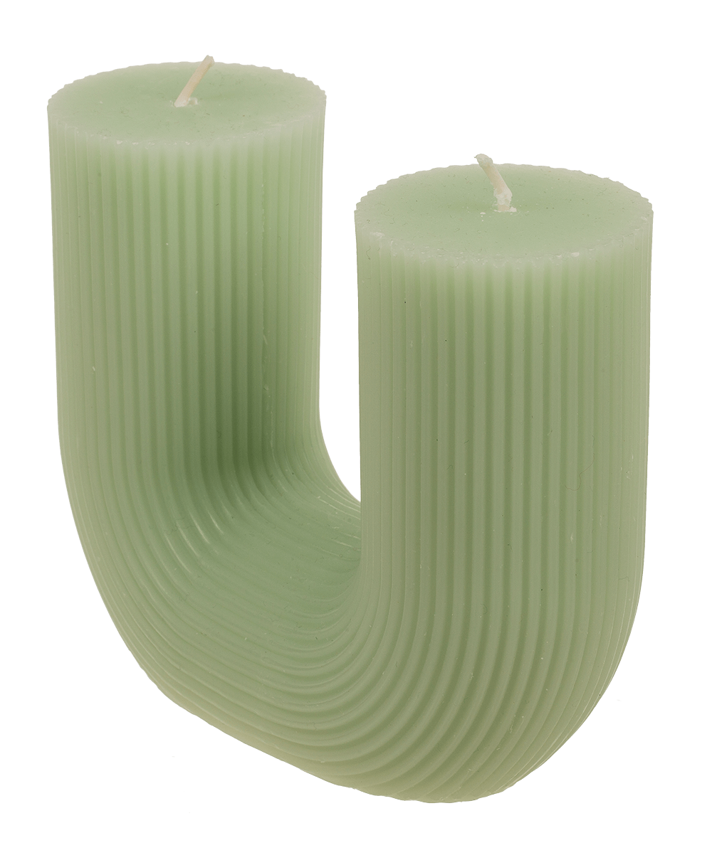U-shaped candle, with 2 wicks, ca.14,5 x 5 cm,