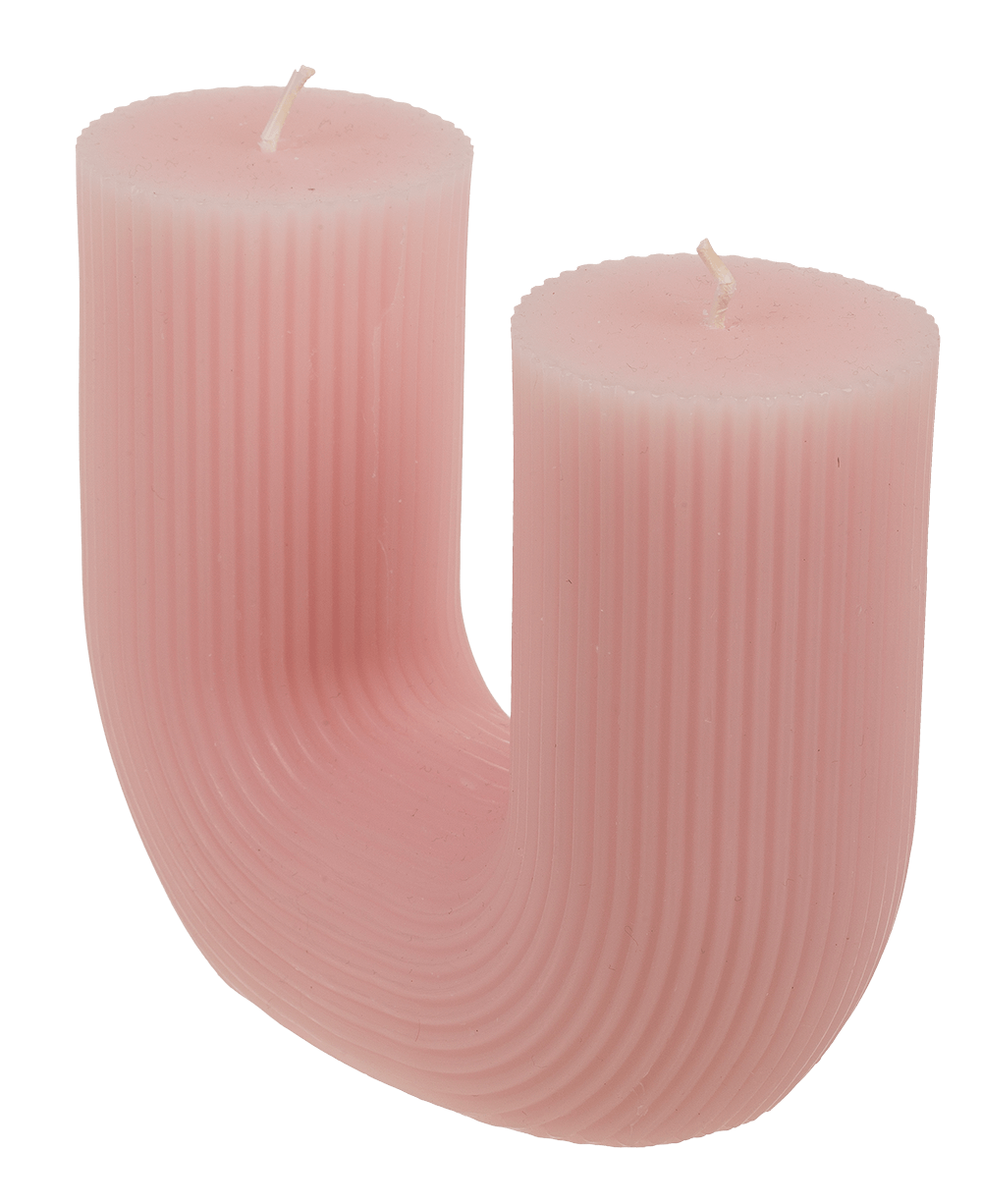 U-shaped candle, with 2 wicks, ca.14,5 x 5 cm,
