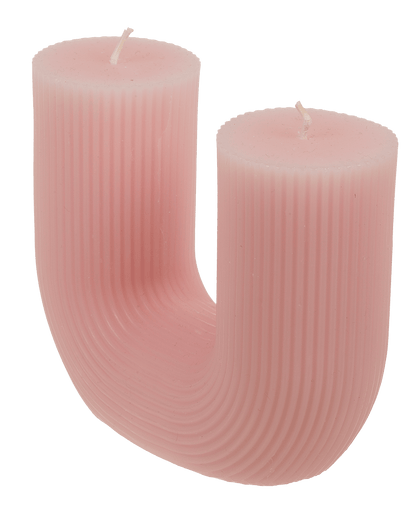 U-shaped candle, with 2 wicks, ca.14,5 x 5 cm,